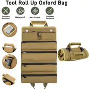 OZNALA Tool Roll Organizer Tool Roll Up Oxford Bag Tool Large Wrench Super Big Pouch Brown