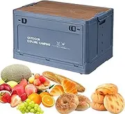 SENZZ Foldable Camping Storage Box | Multifunctional Foldable Storage Box with Wooden Lid | Multifunctional Foldable Storage Box for Outdoor Camping, Home