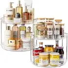 2 Pack 2 Tier Organizer 10.6'' Rotating Spice Rack for Kitchen, Bathroom, Makeup
