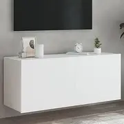 TV Wall Cabinet with LED Lights White 100x35x41 cm,Floating TV Unit with RGB LED Lights for Wall Mounted Storage TV Furniture