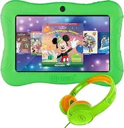 Contixo 7 inch Kids Tablet Bundle - Ages 3-7, Android Tablets and Kids Headphones, with 50+ Disney Storybooks & Stickers (Value $200), 32GB ROM, Android 11, Learning Tablet for Kid - Green
