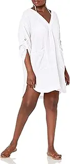 [Seafolly] Women's V Neck Cover Up Dress with Roll Sleeves