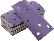 X AUTOHAUX Sandpaper Hook & Loop Sanding Sheets 7.09Inch x 3.74Inch Purple 50 Pcs P400 Rectangular Flocking 8 Hole Efficient Grinding and Polishing