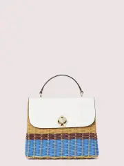romy wicker medium top-handle bag