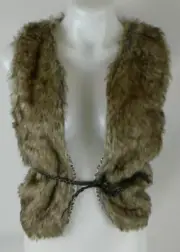 Red Camel Girls Brown Faux Fur Lined Vest With Belt Girl's/ Kid's Size Large New