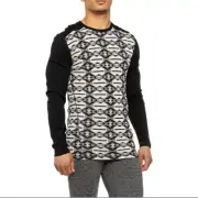 Smartwool NWT Merino 250 Baselayer Top Crew Black Colliding Clouds Print Sz M