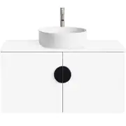 CIBO 900mm White Mornington Wall Hung Vanity With White Gloss Basin And Black Handle