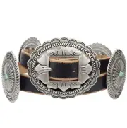 Western Genuine Distressed Leather belt w. oval concho