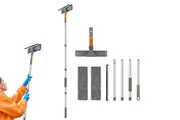 Window Squeegee 2 in 1 Window Cleaning Tools with 2 Microfiber Cloths Groove-4 Section Pole