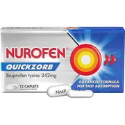Nurofen Quickzorb Quick Pain Relief Caplets 200Mg Ibuprofen 12 pack