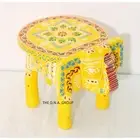 8 " Wooden Handpainted Elephant stool Indien Handmade Decorative Side kids stool