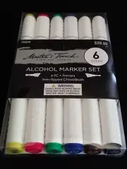 Alcohol Marker Set 6 Twin Tipped Chisel Brush Primary Color Master Touch 1762376