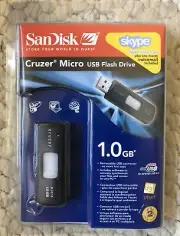 New SanDisk Cruzer Micro USB Retractable Flash Thumb Stick Drive 1.0 1 GB SEALED