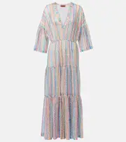 [Missoni] Missoni Zigzag sheer tiered beach dress AU 10 multicoloured