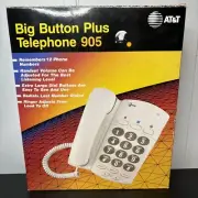 Vintage AT&T Big Button Plus Telephone 905 Lucent Bell White Dove 12 Number Mem
