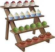 Cupcake Display Stand Wooden Flower Pot Organizer 4 Layers Cupcake Show Base Space Saving Model Display Cabinet Fit for Party(Wood color)