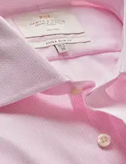 Hawes & Curtis Non-Iron Pink & White Textured Weave Extra Slim Shirt | Windsor Collar Size: 16" collar, 36" sleeve