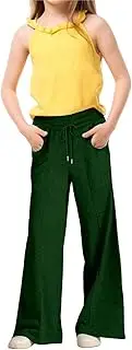 [Generic] Sequined Pants for Girls Girls Elastic Drawstring Straight Leg Sweatpants Waisted Baggy Pants Pocket 11 Month Girl