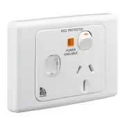 Clipsal Medilec ML2000 Moulded Series ML2015/15IWE 3 Pin Outlet Socket Switch With Neon and RCD Label, 250VAC, 15A, White Electric