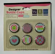 We R Memory Keepers Love Struck Designer Bottle Caps-6 Bottle Caps