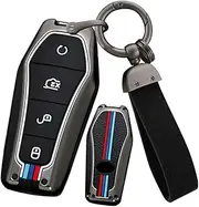 ontto Metal Car Key fob Cover Fit for BYD Song Qin Han EV Tang DM Plusdmi Atto 3 Han EV Dolphin 2018-2022 Smart Key case Keyring Silicone Key Shell Holder Bag Keychain Accessories 4 Button Black B