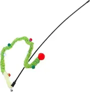 Abaodam Plush Interactive Cat Teaser Wand with Bell Engaging Feline for Home Outdoors Soft Cozy Kitten Plaything for Entertainment Keeps Cats Active Happy