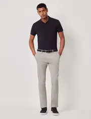 Hawes & Curtis Light Grey Garment Dyed Cotton Stretch Slim Fit Chinos Size: 40-33"