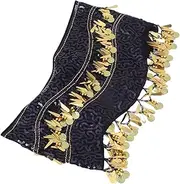 [SAFIGLE] Belt Belly Dancing Belt Tassel Skirt Hip Scarf for Women Hip Scarf Pirate Tassel Black Polyester Fiber (polyester) Spandex