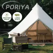 Waterpoof 4M Canvas Camping Bell Tent Teepee Glamping Family Yurt Stove Jack