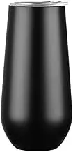 Gteller 6 oz Stainless Steel Champagne Tumbler Stemless Glasses with Lid, Double Wall Insulated Travel Mug Perfect for Wine, Coffee, Drinks, Champagne, Cocktails, Colorful (Black)