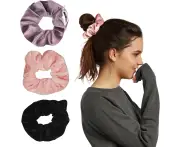 Zipper scrunchie Safe (3 Pack) for black Velvet Stasher scrunchies Compartment for Cash Cards Keys Valuables | Hair bun ties Secret Pocket ponytails women