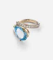 [Mateo] Mateo Slanted 14kt gold ring with topaz and diamonds P yellow
