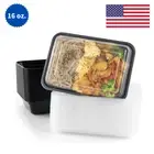16 oz BPA-Free Take Out Plastic Bento Food Storage Containers w/ Lids Meal Prep