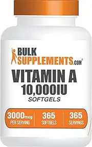 BULKSUPPLEMENTS.COM Vitamin A 10000 IU Softgels - Vitamin A Retinyl Palmitate, Vitamin A Pills - Vitamin A Supplement, Eye Supplements - Gluten Free, 1 Softgel per Serving, 365 Softgels
