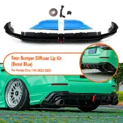 Car Rear Bumper Diffuser Lip Blue Side Corner Trim For Honda Civic 11th 2022-25 (for: Honda Civic)