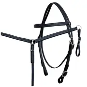 DL HILASON Western Horse Genuine Biothane Leather Headstall Breast Collar Black