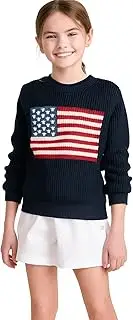 [vineyard vines] Girls' Roll Neck Americana Crew Sweater