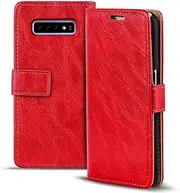 Verco Compatible with Galaxy S10e Case, Booklet Mobile Phone Case for Samsung Galaxy S10e, Protective Case, PU Leather, Vintage, Red