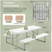 Folding Outdoor Picnic Table Set with Benches, Durable HDPE & Metal Frame