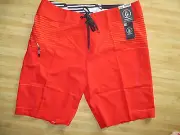 NEW* VOLCOM MENS 30 BOARDSHORTS SHORTS $90 Retail Swimsuit Red Mod-Tech Pro