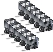 NineLeaf 10 Pack Replacement for Dymo IND 18445 A18445 19mm x 5.5m 0.7'' 3/4 inch Black on White Vinyl Permanent Industrial Label Tape for 5200 6000 ILP 219 3M PL150 PL200 PL300 Tyco Label Maker