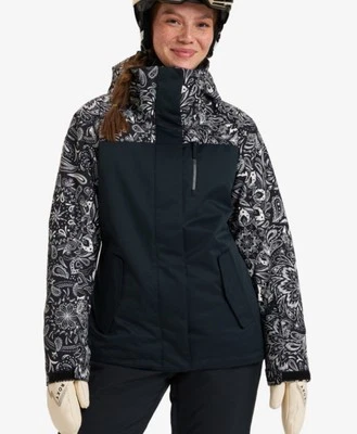 ROXY JETTY WOMEN'S SIZE SMALL SNOW JACKET. Coat. NWT Black White