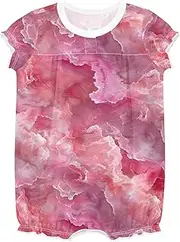 [miaozhen] Rompers Baby Girl Clothes Ruffled Sleeve Baby Jumpsuit For Girls Cotton 1-Piecing Bodysuit 12M Texture Tie-dye Marble Pastel Peach pijamas para, Texture Tie-dye Marble Pastel Peach