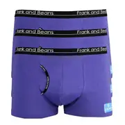 3 Mens Boxer Briefs Cotton Trunks Purple Underwear Frank and Beans
