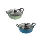 Enamelled Stockpot Saucepan with Glass Lid Portable Frying Pan Stewpan for