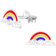 Children's Silver Rainbow Stud Earrings