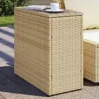 Garden Side Table with Glass Top Beige Poly Rattan Outdoor Furniture 58x27.5x55