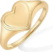 [PAVOI] 14K Gold Plated Heart Engraved Signet Ring for Women | Love Chunky Statement Stackable Rings