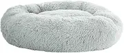 Large Calming Soft Plush Pet Bed for Dog Cat 90cm Light Grey Cozy Comfort