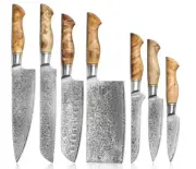 Handmade Damascus Steel kitchen Knife Set / Cheff Knife Set 7 Pieces
